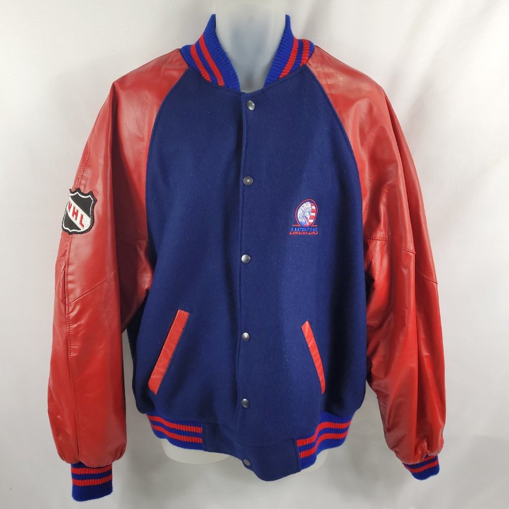 WHL Junior Hockey Tri-City Americans Leather & Wool Jacket Leathersport Mens XL